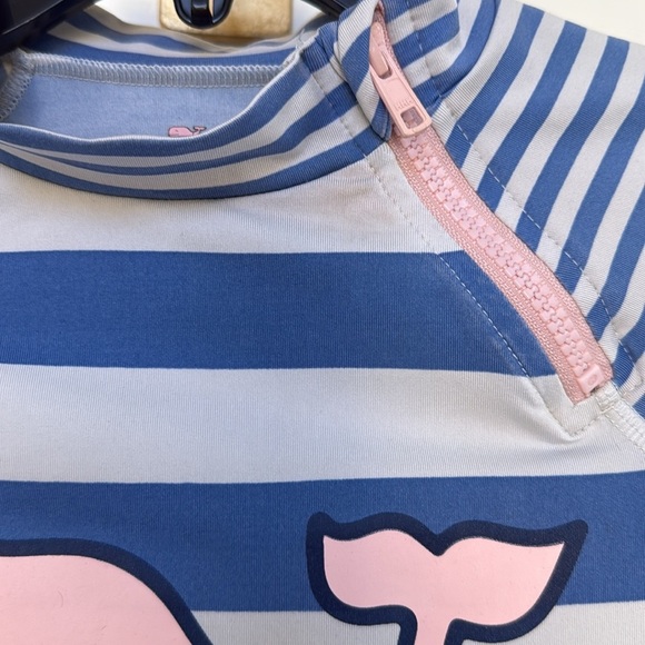 Vineyard Vines Girls Swim Shirt Rashguard 10/12 Sun Protection Pink Blue Stripe - Picture 3 of 12